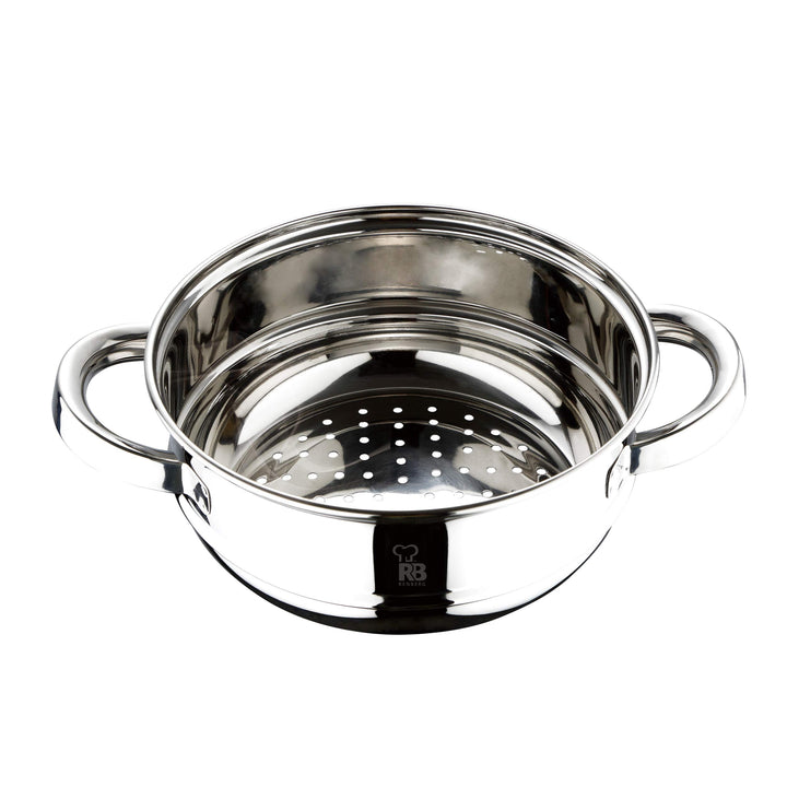 RB Renberg Steam Chef - Stainless Steel Steamer Pot - 18 cm - Bright Finish - Silver Hollow Handle -