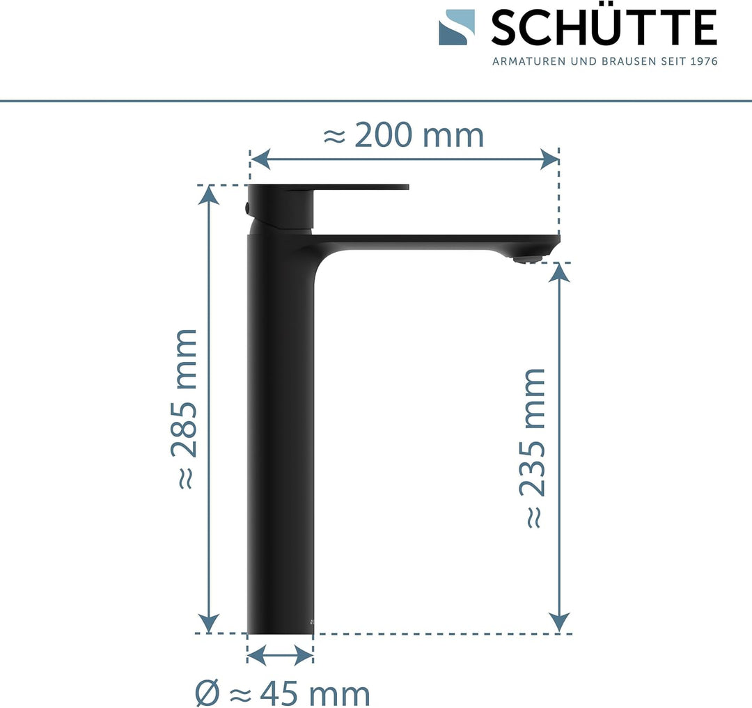 SCHÜTTE Waschtischarmatur MONTANA 32326, Wasserhahn Bad mit hohem Auslauf, Armatur Badezimmer, Einhe