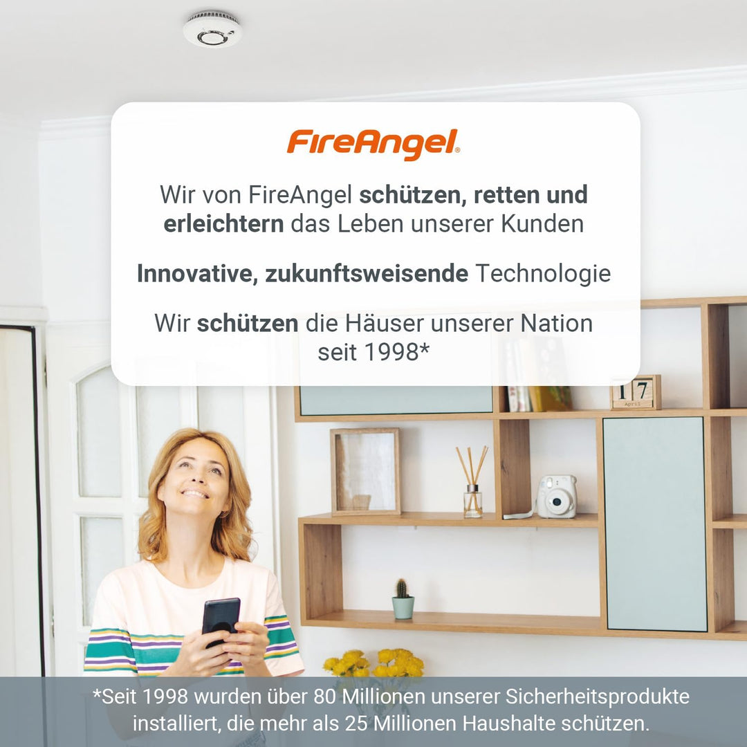 Fire Angel Optischer Rauchmelder - Q-Label - Rauchmelder mit 10 Jahre Batterie für Ihr Heim mit Test