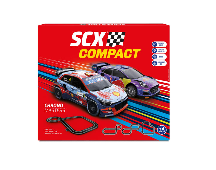 SCX - Compact Circuit - Komplette Rennstrecke - 2 Autos und 2 Fernbedienungen 1:43 (Chrono Masters)