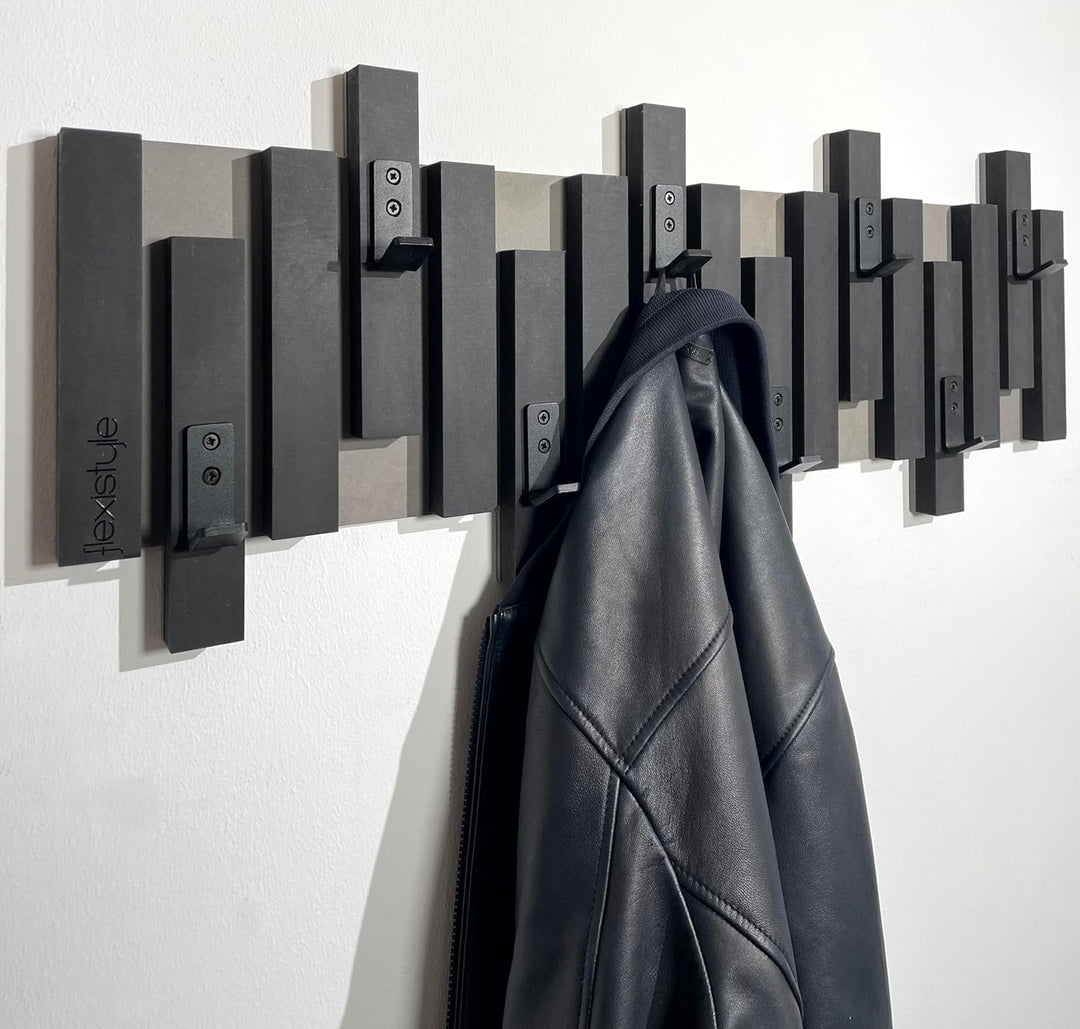 FLEXISTYLE Kleiderhaken Wand Wandgarderobe design Lamellen Flurgarderobe Garderobe Flur Holz MDF des
