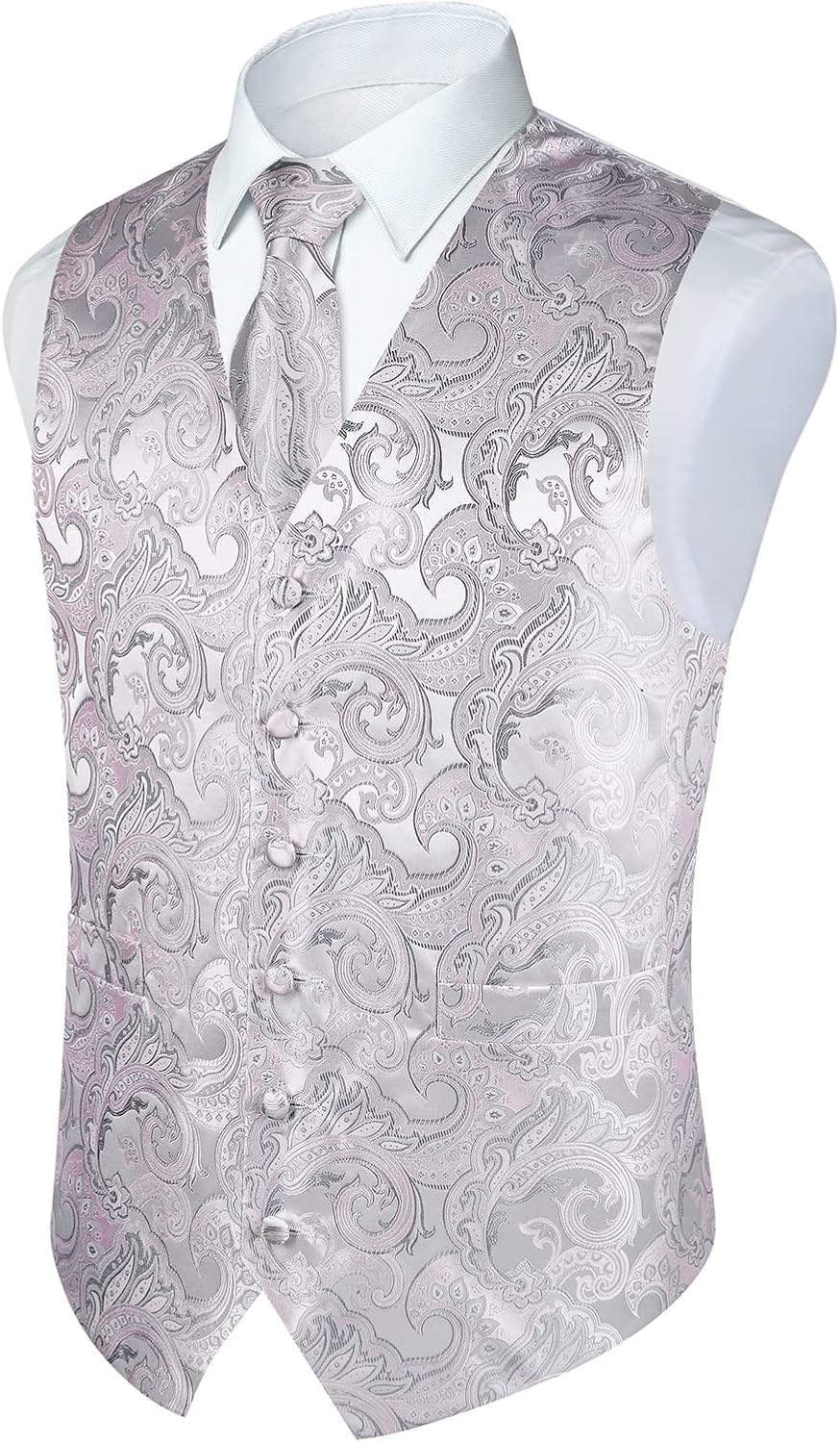 Rithern Herren Weste Paisley Floral Jacquard Seide Krawatte Einstecktuch Taschentuch Set mit Mansche