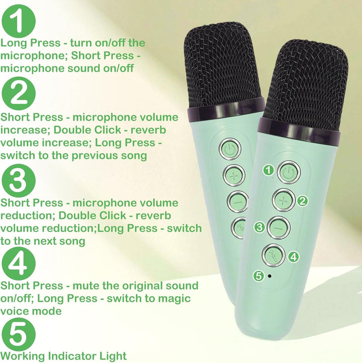 Karaoke Maschine Kind mit 2 Mikrofonen, Tragbarer Mikrofon, Mini Micro mit Stimmeffekten für Kind un