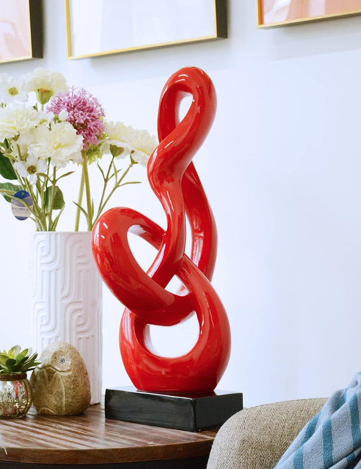 NENBOLEC Modern Skulptur Dekor Musik Note Statue Wohnzimmer Kunst Arts Polyresin Rot Geschenk 57cm,