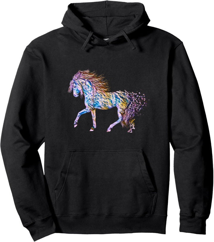 Hengst mit bunter Mähne Motiv Pferd Tiermotiv Pferde reiten Pullover Hoodie