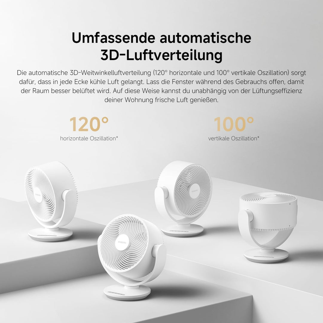 XIAOMI Smart Desktop Air Circulation Fan - Tischventilator mit 1180m³/h und 3D-Luftverteilung, 100 S