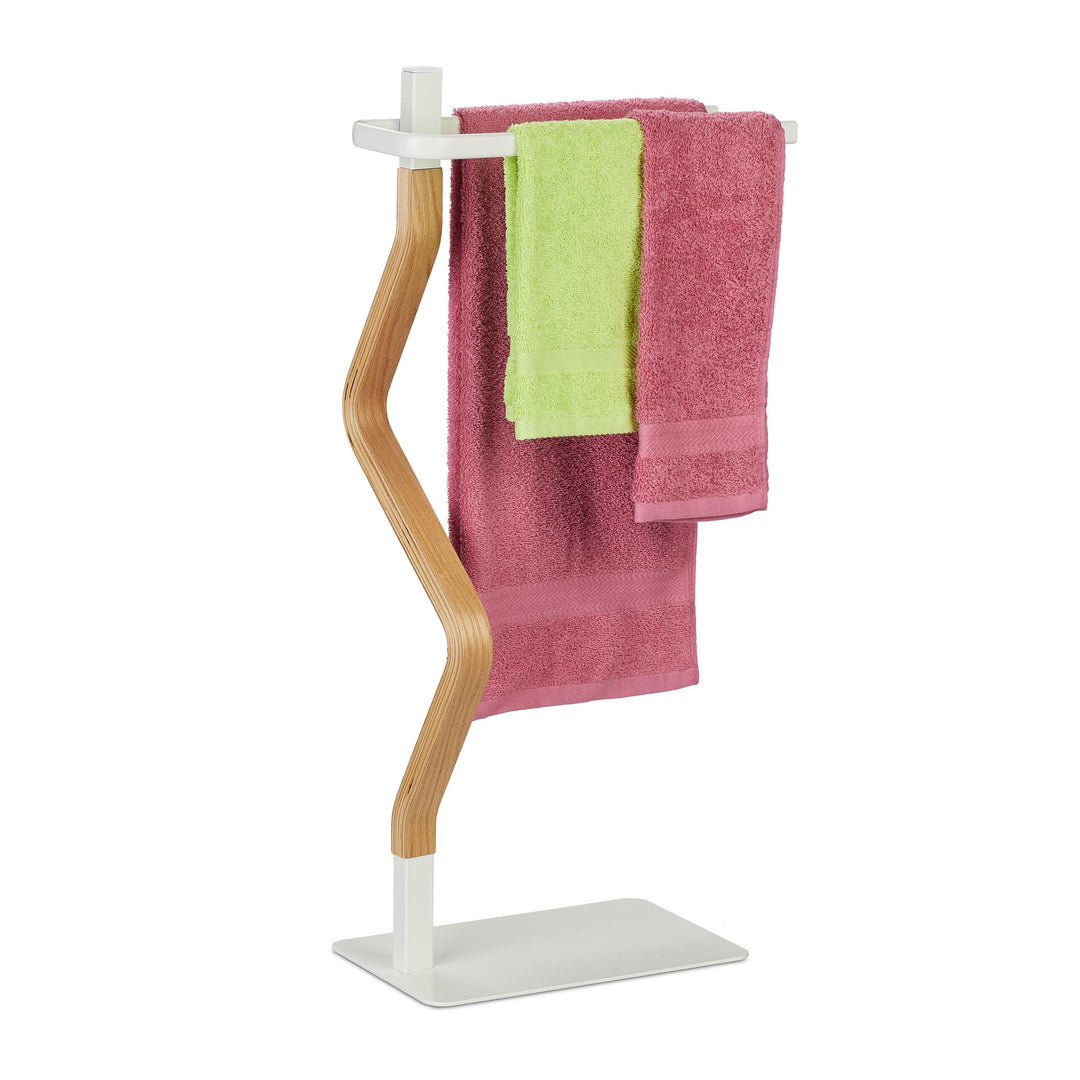 Relaxdays Handtuchständer, 2 Stangen, freistehend, HxBxT: 78 x 40 x 20 cm, Bad Duschtuchhalter, Stah