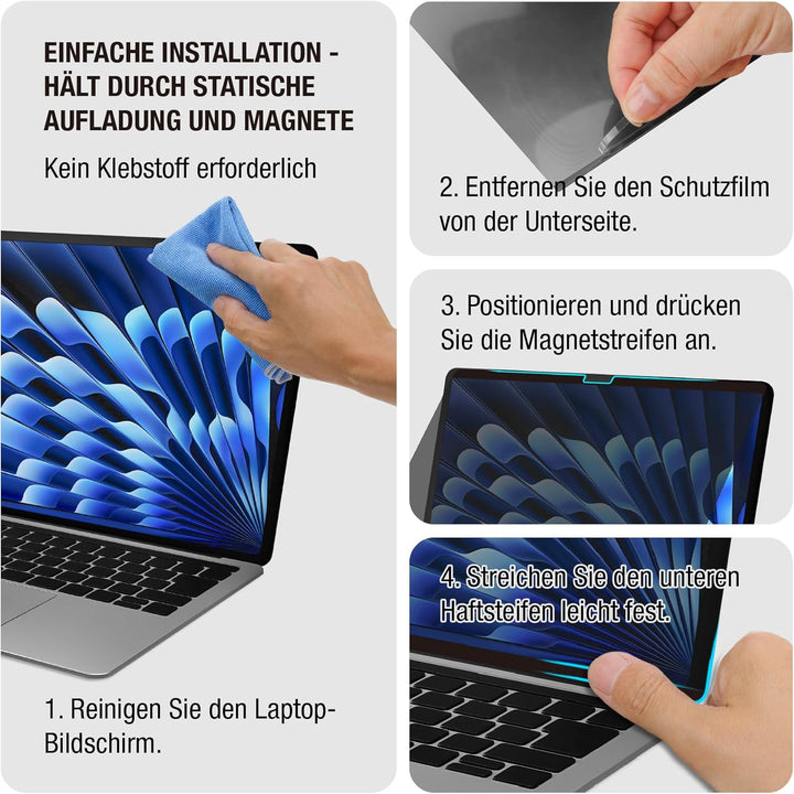 Fluflyer Magnetischer Blickschutzfilter Kompatibel Mit MacBook Air 13,6 Zoll (2022-2024, M2 M3), Abn