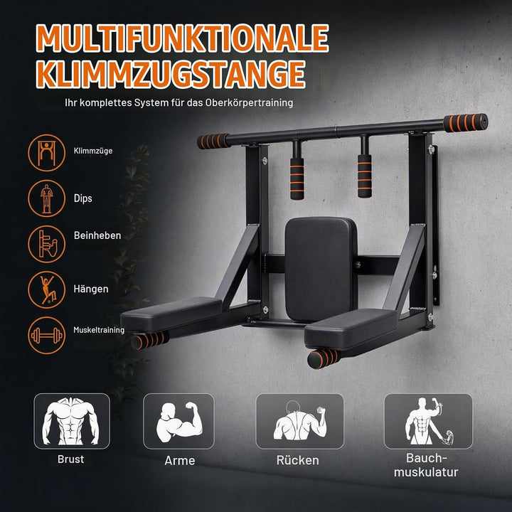 Klimmzugstange Wand &amp; Dip Station, Pull Up Bar Über 200kg, Multifunktionelles Indoor Trainingsgerät