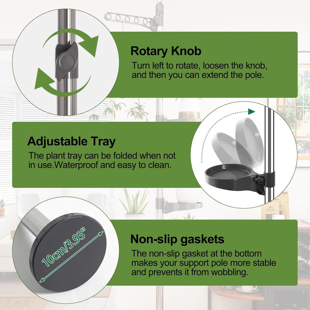 BAOYOUNI 7-Ebenen Teleskop Blumenregal Blumentreppe Pflanzenständer Indoor-Anlage Steht Federspannun