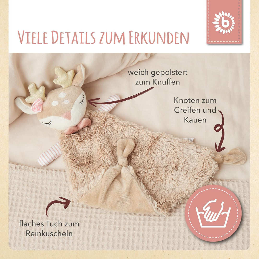 Bieco Schmusetuch REH Ella | Schnuffeltuch Baby| Kuscheltier Schmusetuch Mädchen Geschenk zur Geburt