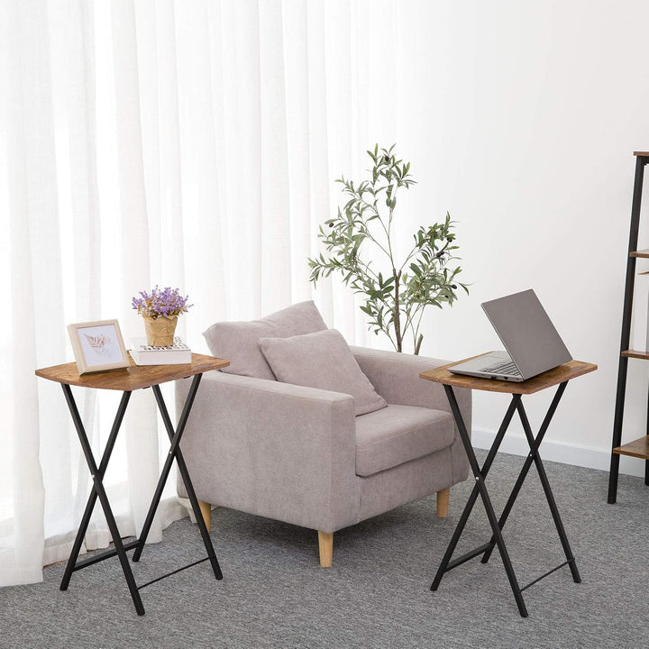 HOOBRO Beistelltisch Klappbar, Kleiner Sofatisch, Tablett Tisch, Kaffeetisch TV Tray im Industriesti