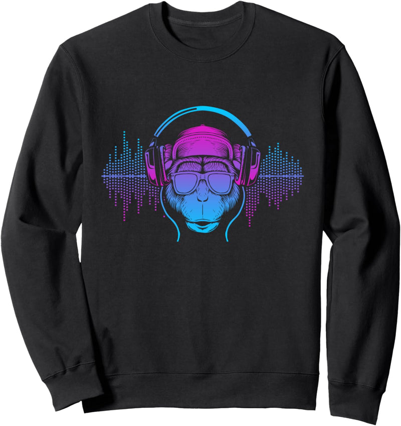 Affe Monkey mit DJ Kopfhörer und Sonnenbrille Geschenk Sweatshirt