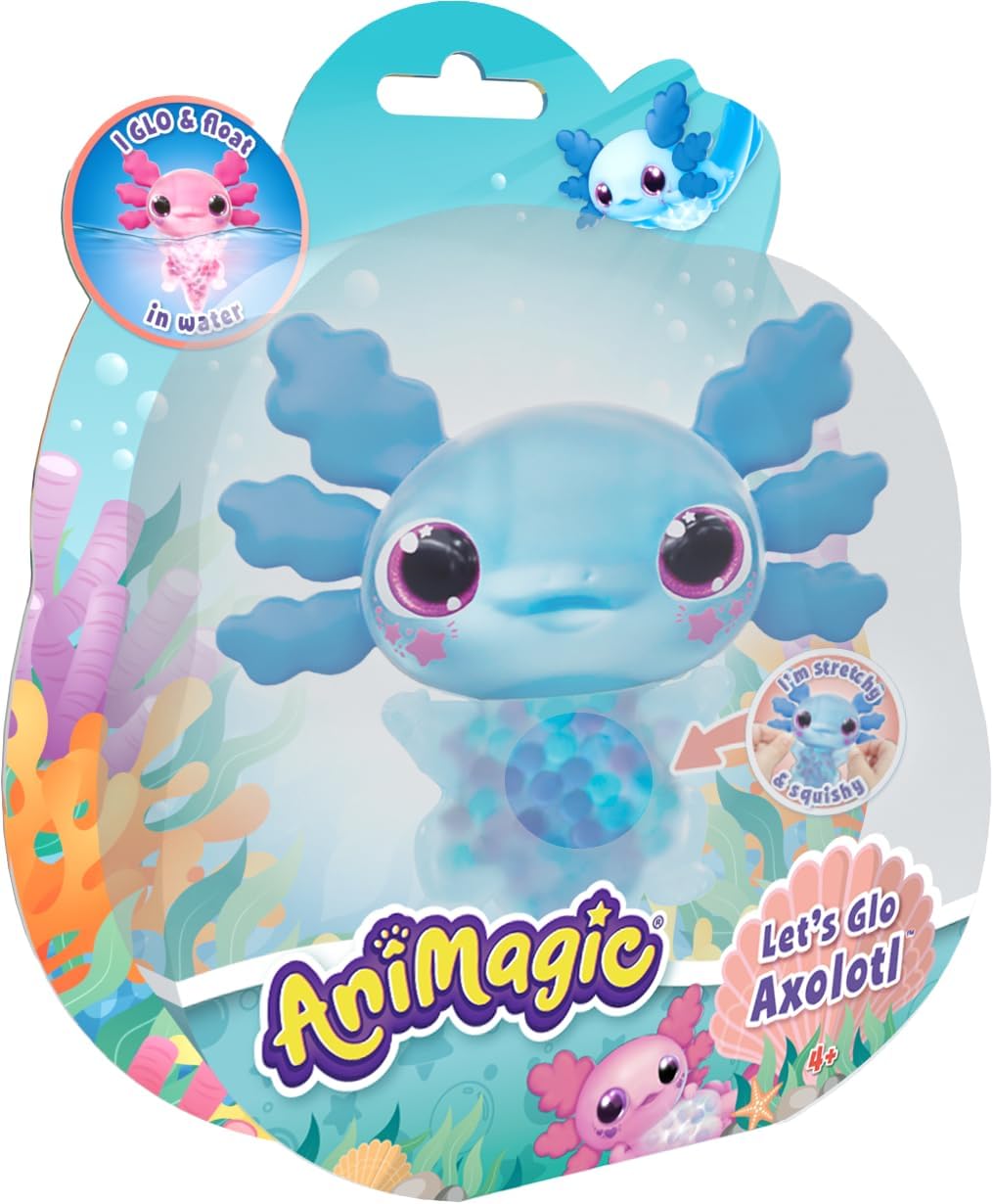 Animagic Let’s Glo Axolotl – Blau, Elektronisches & Leuchtendes Haustier Kinder ab 4 Jahren, Sensori