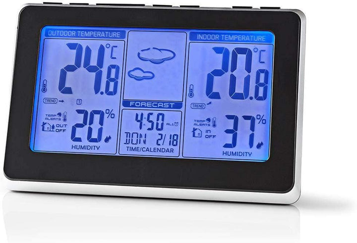 Wetterstation - Innen- und Aussenbereich - Inklusive schnurloser Wettersensor - Wettervorhesage - Ze