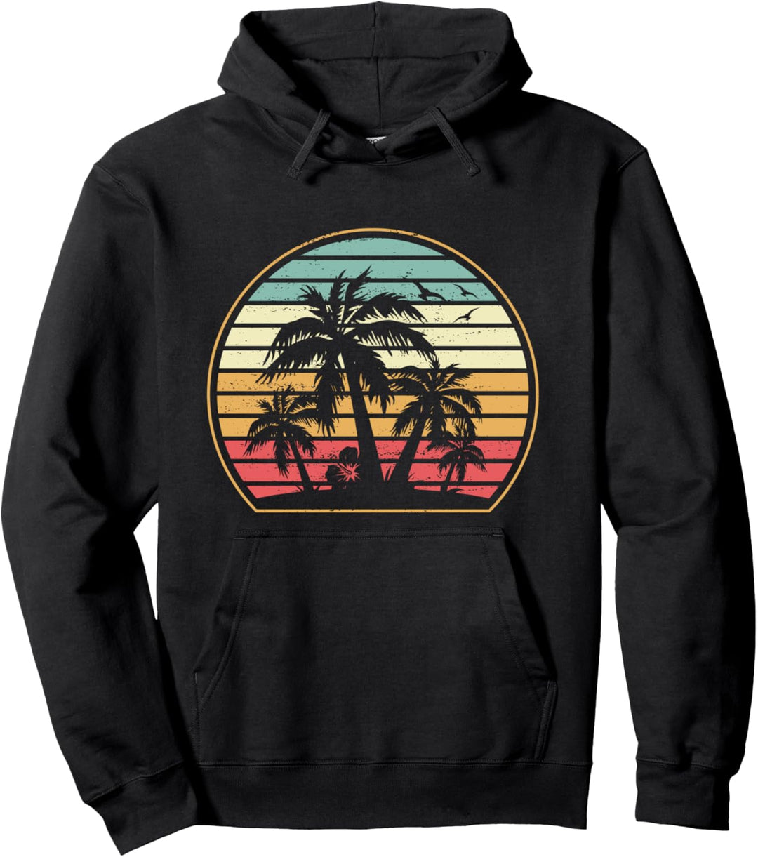 Retro Vintage Sonnenuntergang Palme Pullover Hoodie