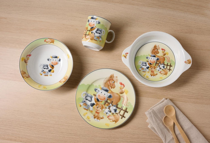 Ritzenhoff & Breker Kindergeschirr Set Hoftiere 2-teilig, Schale mit Griffen (500 ml) und Kinderbech