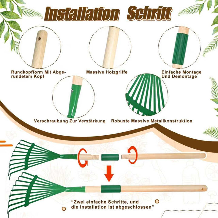 Schubkarre für Kinder, 13 Gartenwerkzeug Set für Kinder, Gartenset mit Schubkarre Kind, Kinderschubk