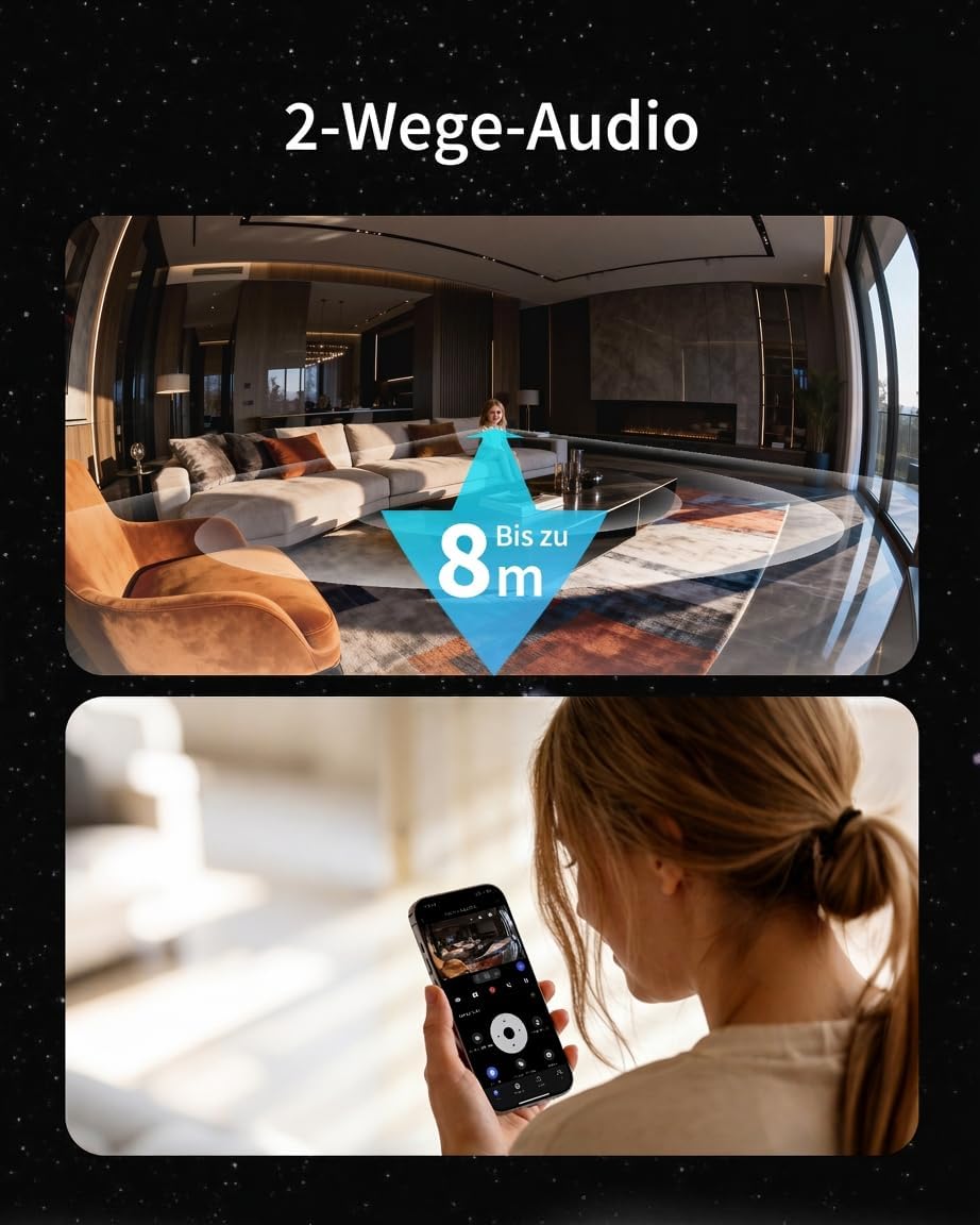 Aqara 4K UHD Dual Objektiv Kamera-Hub G350, Überwachungskamera Innen mit 9X Zoom und 360° PTZ, KI-Au