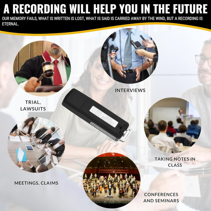 Digitales Diktiergerät, USB, Mini-Sprachaufnahme, Spion, 8 GB, kleiner Spion, USB, für Meetings, Int