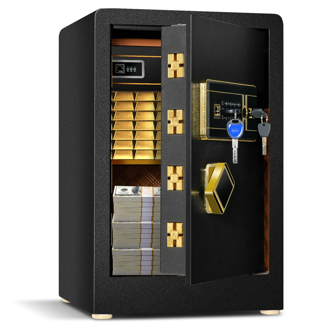 COSTWAY 42,5L Safe Tresor mit Zahlenschloss | eingebauter abschliessbarer Box | abnehmbarem Regal |
