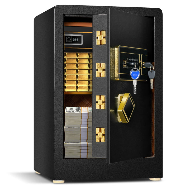 COSTWAY 42,5L Safe Tresor mit Zahlenschloss | eingebauter abschliessbarer Box | abnehmbarem Regal |