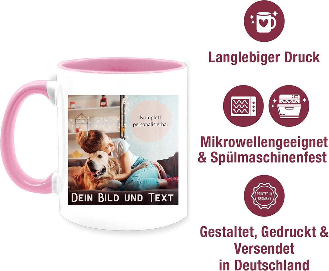 Tasse Tassen 325ml - eigenem - Foto Bild Geschenk I Dein Bild und Text - 325 ml - Rosa - fototasse c