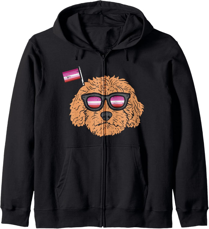 Goldendoodle Dog Glasses LGBT Lesbian Flag Gay Pride Women Kapuzenjacke
