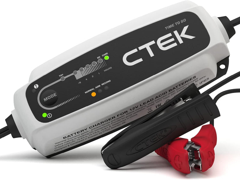 CTEK CT5 Time to Go - Vollautomatisches Batterieladegerät mit Coutdown-Display 12V, 5 Amp - EU Steck