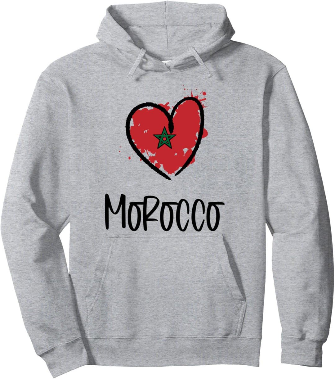Morocco Heart Art Flag Cute Africa Minimal Moroccan Gift Pullover Hoodie