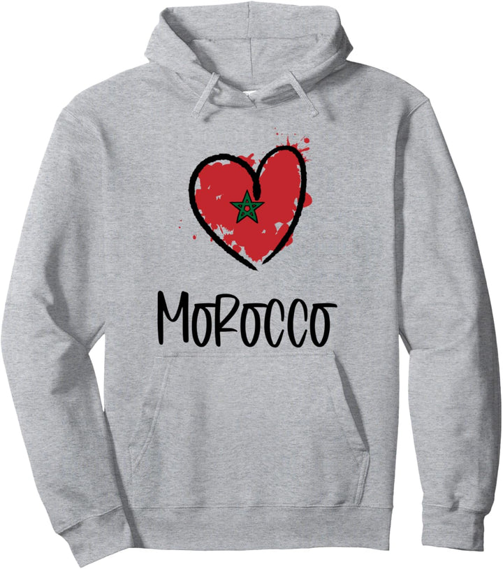Morocco Heart Art Flag Cute Africa Minimal Moroccan Gift Pullover Hoodie