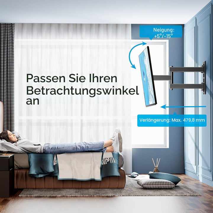 PERLESMITH TV Wandhalterung Schwenkbar Neigbar, Universelle TV Halterung für 26-60 Zoll LED/LCD/Plas