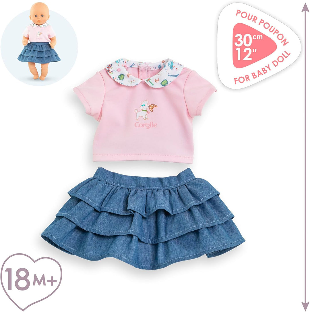 Corolle Mon Premier Poupon Rock und Shirt, Paris, für alle 30cm Babypuppen, ab 18 Monaten