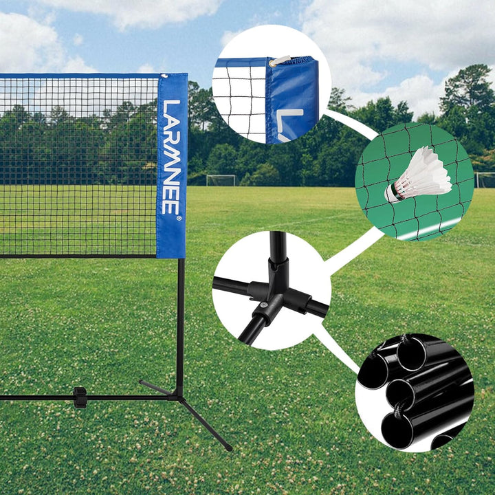 LARMNEE Badmintonnetz, Volleyballnetz, Federballnetz, 3-Fach-Höhenverstellbar 107/120/155cm, Tragbar