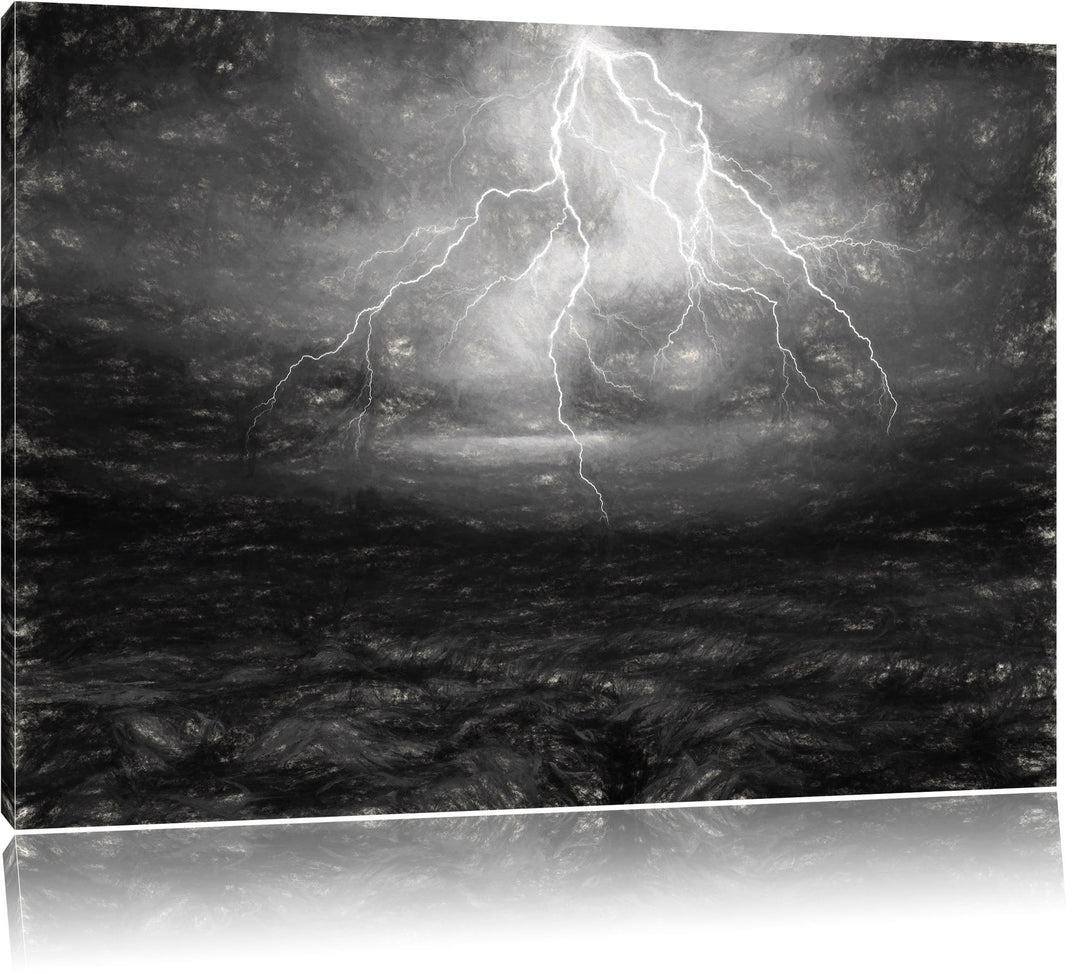 Pixxprint gewaltiges Gewitter als Leinwandbild/Grösse: 100x70 / Wandbild/Kunstdruck/fertig bespannt,