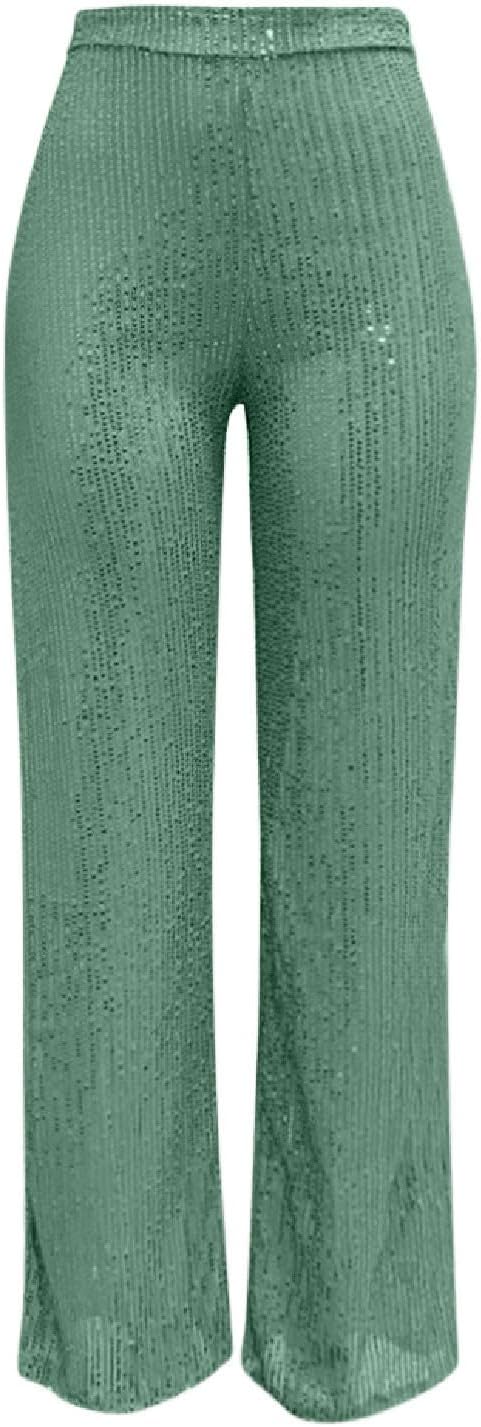 Generisch 2025, lässige Paillettenhose, glitzernde Pailletten, hohe Taille, weites Bein, Schlaghose,