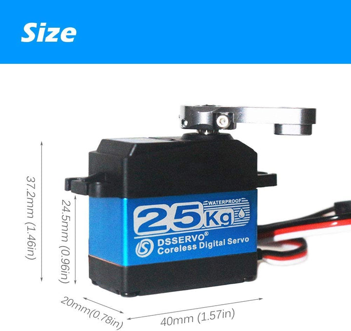 YUNIQUE DEUTSCHLAND Digitaler Servomotor Coreless DS3225PRO 7,4 V 25 kg mit 25 T Nocken für Roboterw