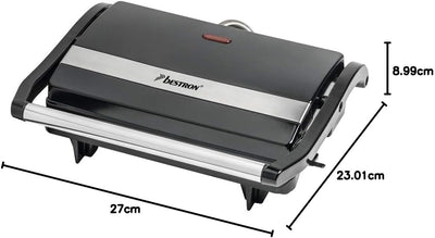 Bestron elektrischer Kontaktgrill mit Auffangschale, Sandwichmaker mit Cool-Touch-Handgriff, Paninim