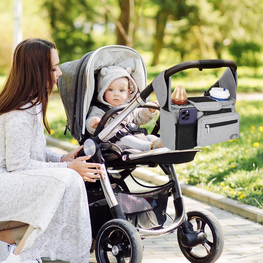 Philorn Kinderwagen Organizer mit Isolierten Getränkehalter/Kaffeehalter, Universal Buggy Kinderwage
