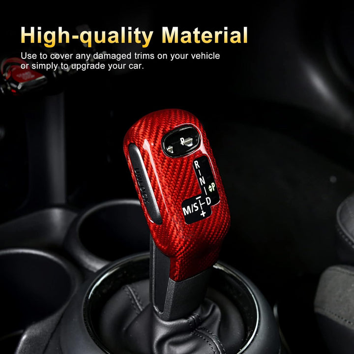 KUNGKIC Kohlefaser Auto-Schaltknauf-Abdeckung Schalthebelknauf Aufkleber Compatible with Mini Cooper