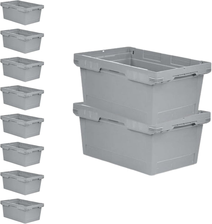 PROREGAL SuperSparSet 10x Conical Mehrweg-Stapelbehälter Grau | HxBxT 27,3x40x60cm | 47 Liter | Lage