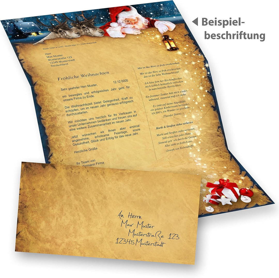 TATMOTIVE Briefpapier Weihnachten NORDPOL EXPRESS 25 SETS DIN A4 90g Weihnachtsbriefpapier mit Umsch