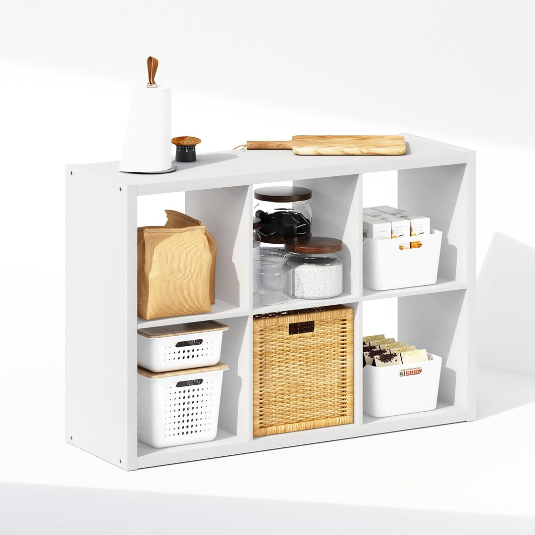 Furinno Cubic Offenes Rückwand-Multifunktionsregal für Kleidung & Schrankaufbewahrung, 6-Fächer, Wei