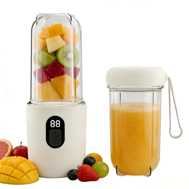 Tragbarer Mixer 500ML, Smoothie Maker to go mit Digitalanzeige & 16-Blatt Klingen Edelstahl, USB Auf