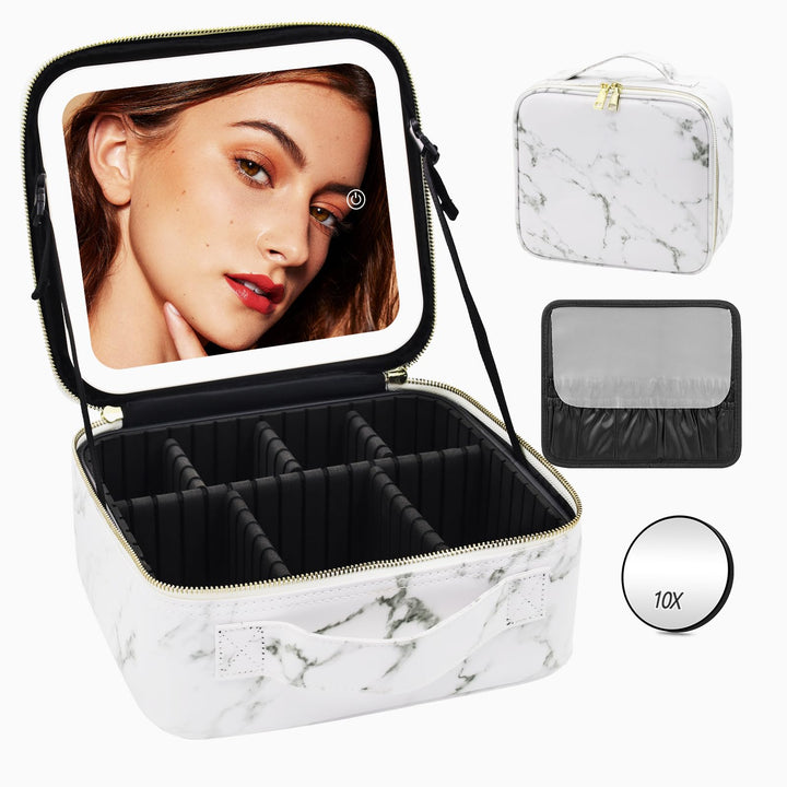 Reise-Makeup-Tasche Kosmetiktasche Make up Organizer Tasche mit grossen beleuchteten Spiegel 3 Farbe