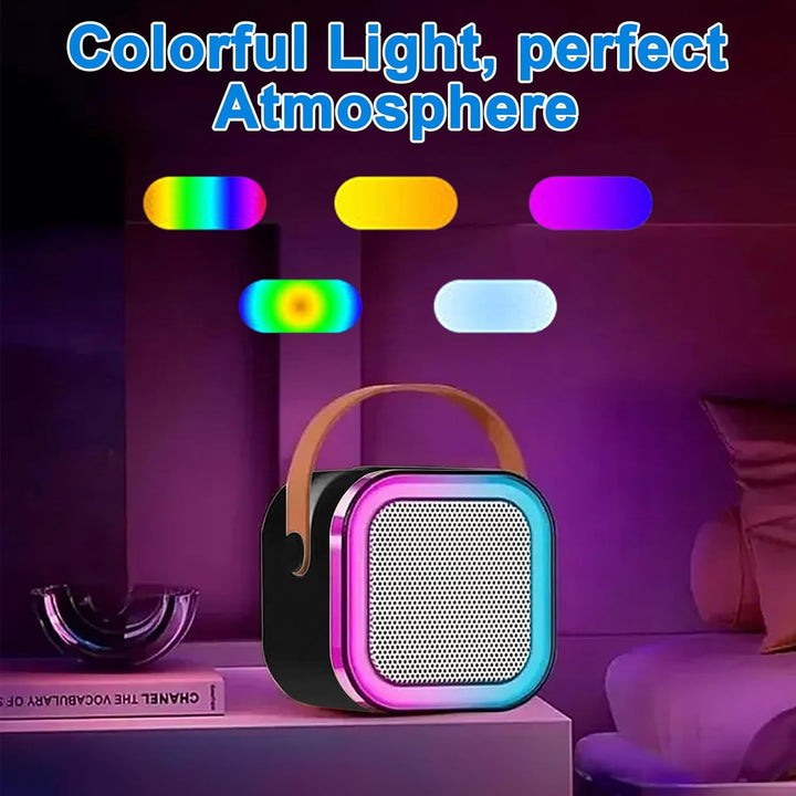 Mini Karaoke Maschine mit 2 Drahtlosen Mikrofonen, Karaoke Maschine Kinder, tragbarer Bluetooth-Laut