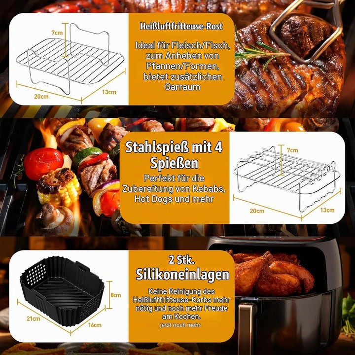 Heissluftfritteuse Zubehör für Ninja Double Stack XL SL400EU 9,5L, 17 Stück Airfryer Silikonform Zub