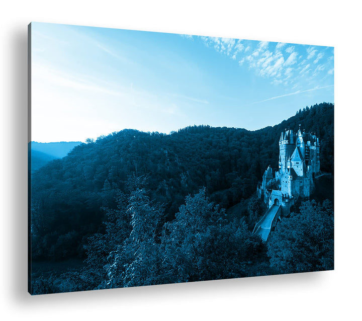 deyoli Burg Eltz in der Herbstzeit Format: 120x80 Effekt: Monocrome Blau als Leinwand, Motiv fertig