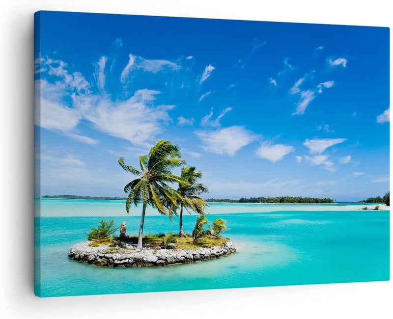 Bilder auf Leinwand Tahiti Insel Bora entspannend Leinwandbild 70x50cm Wandbilder Dekoration Wohnzim