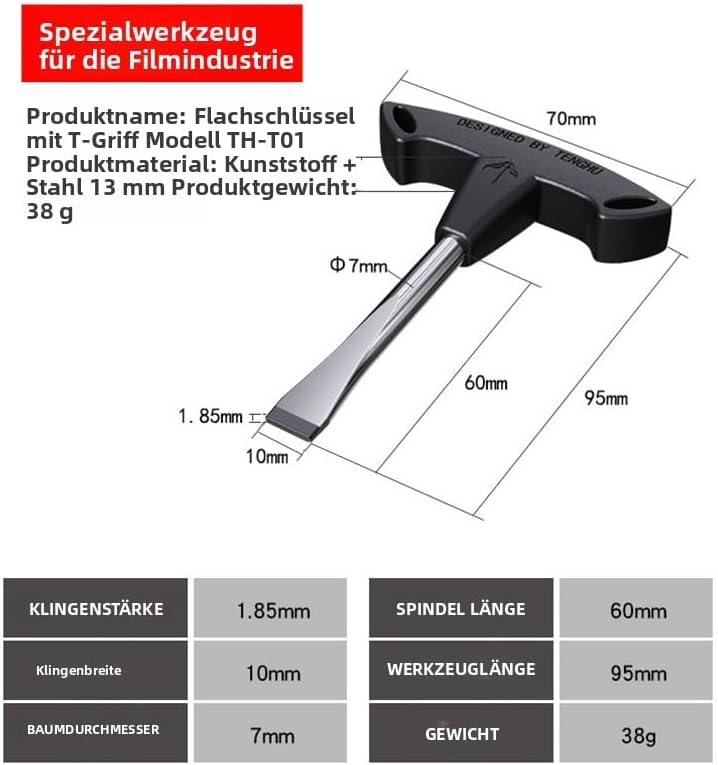 T-Griff Flachkopfschraubendreher 10 mm T-Griff Schlitzschraubendreher mit Kunststoffgriff für Schlit